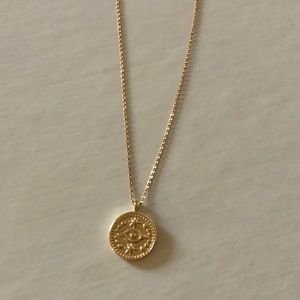 Evil eye coin necklace 14k gold filled